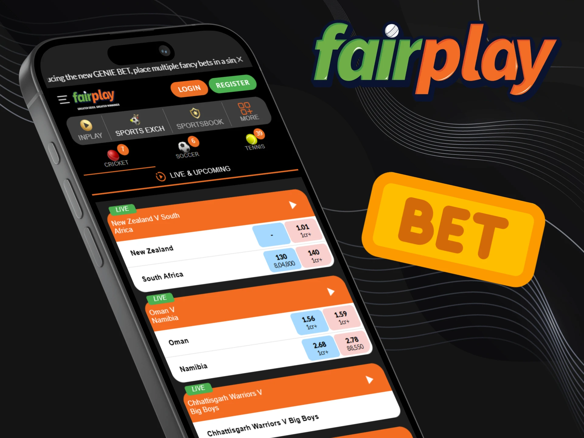 Place bets on a variety of sports on the Fairplay app.