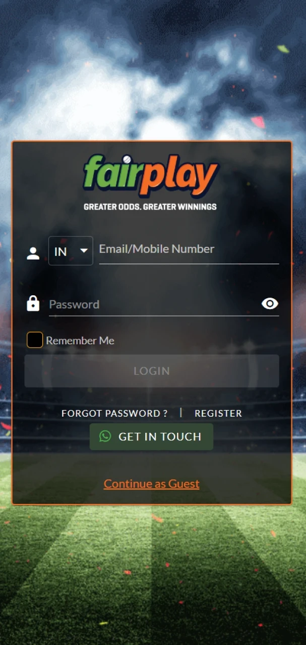 Log in to the installed Fairplay app.