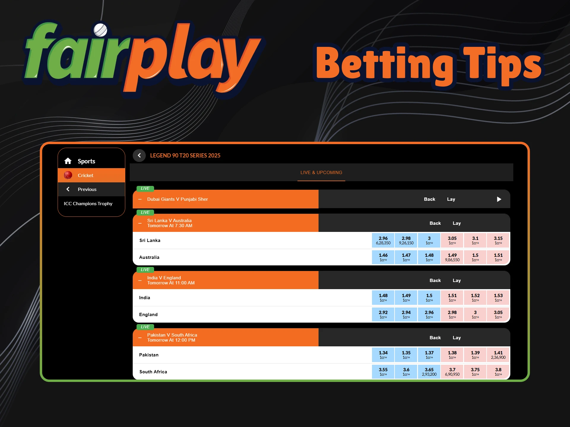 Check out the betting tips for the Fairplay ICC Champions Trophy.